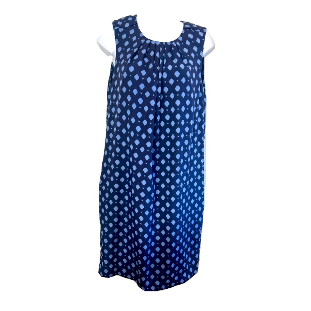 JOE FRSH SILKY KNEE  LENGTH TWO POCKETS NAVY BLUE PRINTED DRESS IN SIZE SMALL